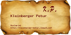 Kleinberger Petur névjegykártya